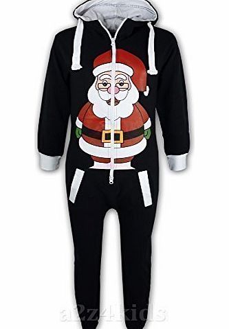 a2z4kids KIDS GIRLS BOYS NOVELTY CHRISTMAS SANTA CLAUS PENGUIN SNOWMAN REINDEER PRINT ONESIE ALL IN ONE JUMPSUIT NEW AGE 7-13 YEARS