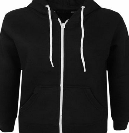a2z4kids Kids Girls Boys Plain Fleece Hooded Hoodie Sweatshirt Zip Up Style Zipper Size 7 8 9 10 11 12 13 Years (11-12 Years, Black New Style)