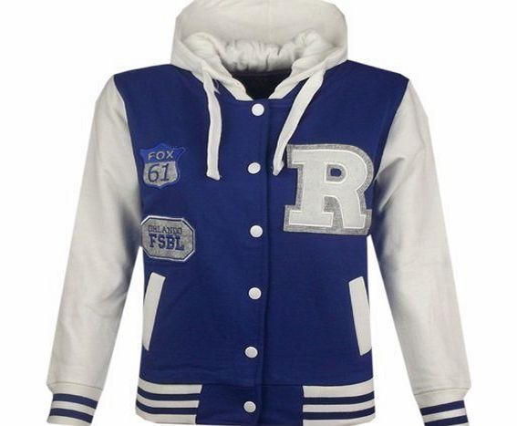 a2z4kids Unisex Kids Baseball R Fashion Hooded Jacket - Royal Blue - 2-3 Years