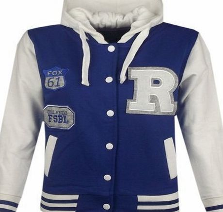 a2z4kids Unisex Kids Baseball R Fashion Hooded Jacket - Royal Blue - 3-4 Years