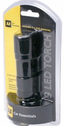AA Car Essentials 9 LED Torch
