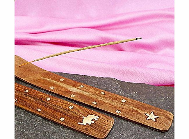 Aargee Wooden Incense Stick Holder with brass inlay