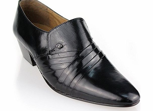 AARZ LONDON Aarz Mens Evening Cuban Heel Formal Slip On Leather Dress Office Shoes Size(Black)G186 (8, Black)