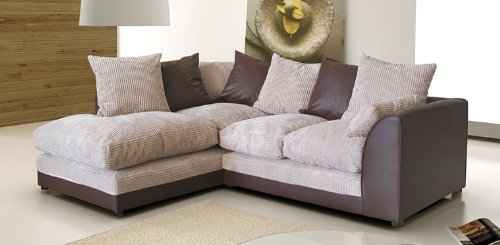 Dylan Jumbo Cord Corner Group Sofa Brown and Beige Right or Left (Brown Left)