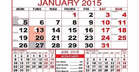 AbbeyShake 2015 three months to view black and red calendar