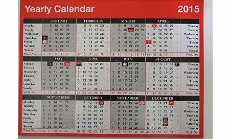 AbbeyShake 2015 yearly board calendar - black and red colour (A4 approx size)