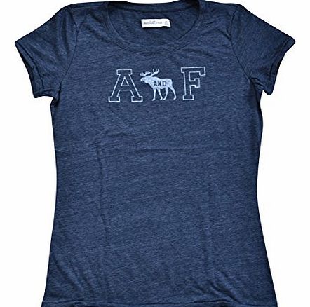 Womens / Girls Designer Short Sleeve Cotton T-Shirt A AND F Navy Blue X-Small