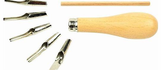 Abig Lino Cutting Set Wood Handle   5 Blades