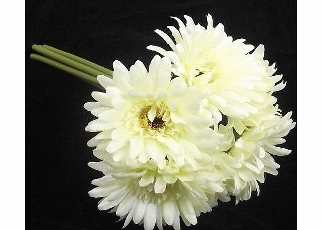 AbigailRose ARTIFICIAL FLOWERS - a handted bunch of 6 ivory gerbera
