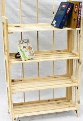 ABLER 4 Tier Folding Bookcase Wooden Storage Shelves115CM@NEW