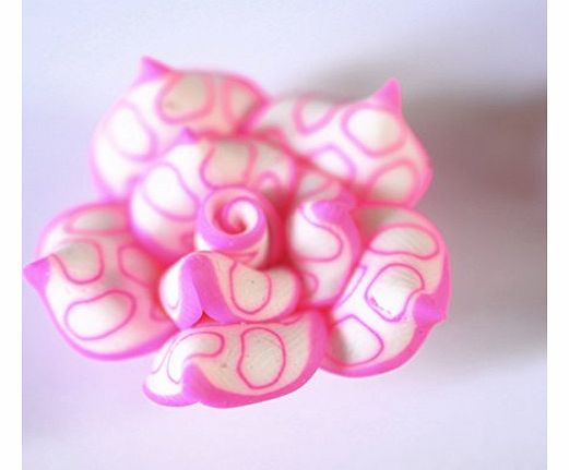 AC.Crafts **HAND CRAFTED**Polymer Clay Flower Beads(25mm) PINK/LIGHT PINK SPOTTY-Universal crafting use by AC.Crafts