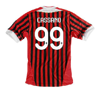 AC Milan Adidas 2011-12 AC Milan Home Shirt (Cassano 99)