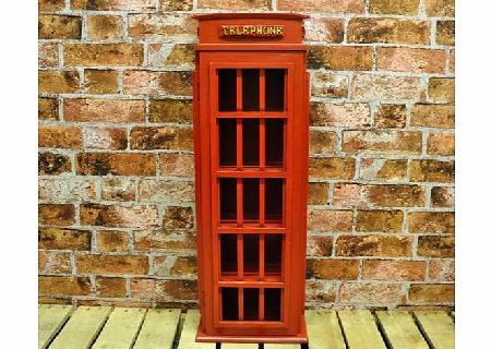 AcaciaHome 85cm Large Red Wooden Retro Red Telephone Box CD Rack Cabinet