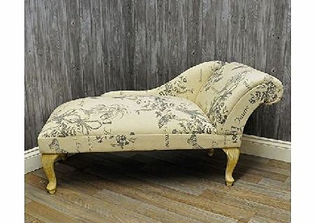 Butterfly Linen Fabric Upholstered Chaise Longue