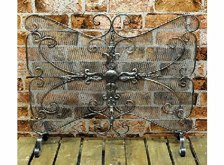 AcaciaHome Butterfly Ornate Metal Fire Guard Screen Metal Panel Fireguard for Fireplace