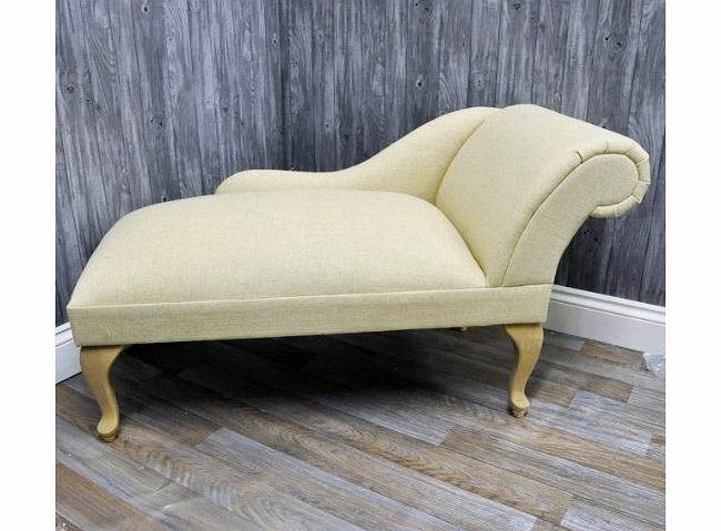 AcaciaHome French Vintage Style Cream Linen Fabric Upholstered Chaise Longue Sofa