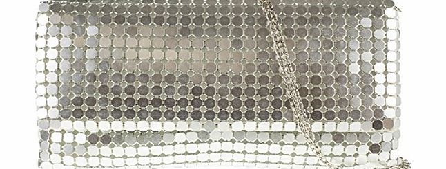 Accessorize-me. Accessorize-me Stunning Gold Silver Or Black Mesh Chainmail Metal Clutch Bag Handbag 0318 (Silver)