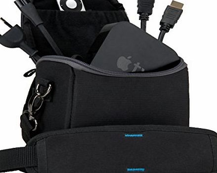 Accessory Genie Apple TV Travel Bag amp; Carrying Case with Movable Dividers amp; Accessory Pockets for Remote Control, HDMI Cable and AC Wall Adapter *Includes Cleaning Kit*