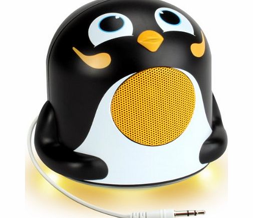 GOgroove Pet Penguin Premium Audio Speaker & Nightlight Groove Pal Jr. w/ Glowing LED Base and Passive Woofer - Works With Apple , Samsung , Sony , HTC and Other Smartphones , Tablets , MP3s and M