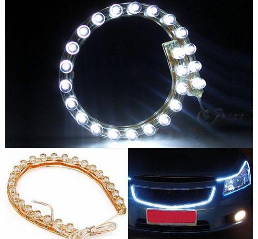 Accessotech 2 x White LED Neon Strips For Car 12V Light Van Motorbike Flux Ribbon 24 Bulbs