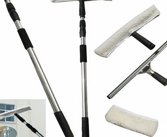 Accessotech Telescopic Window Cleaning Washing Kit Equipment Pole Large Cleaner Squeegees