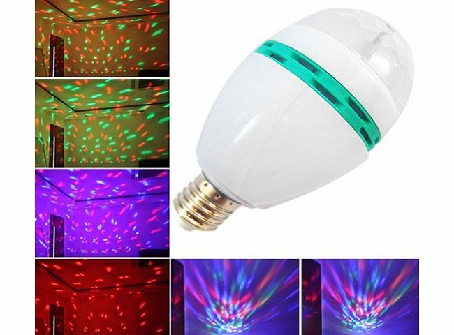 Accmart E27 3W RGB Led Crystal Magic Stage Lights Bulb Rotating Lamp For Party Disco Bar