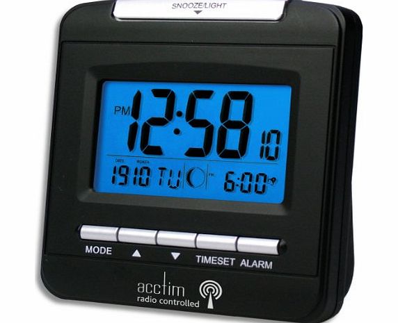 Acctim 71353 Mussano Radio Controlled Alarm Clock, Black