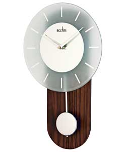 Frosted Glass and Dark Wood Pendulum Clock
