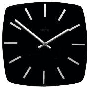 Mika 26cm Square Black Glass Wall Clock