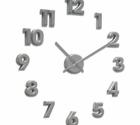 Numbers Wall Clock in Silver 21757