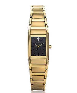 Ladies Gold Plated Diamond Watch