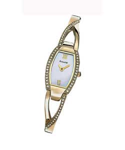 Ladies Gold Plated Stone Set Bracelet Watch