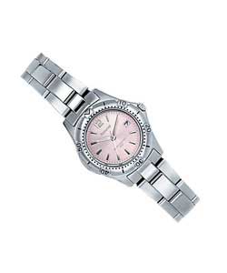 Ladies Pink Dial Stainless Steel Watch