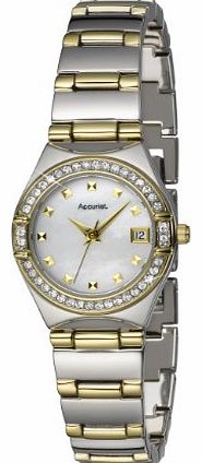 Accurist Ladies Two Tone Stone Set Bracelet Watch LB1661 With Mother Of Pearl Dial