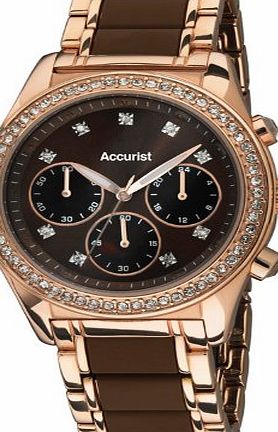 Accurist LB211BR Ladies Brown and Rose Gold Chronograph Watch