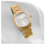 mens dial date gold strap bracelet