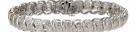 Accurist Sterling Silver 10 Point Diamond Pave Set Bracelet