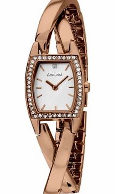Womens Quartz Watch with Mother of Pearl Dial Analogue Display and Rose Gold Bracelet LB1438