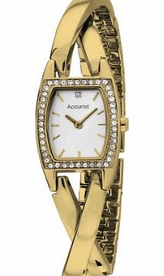 Womens Quartz Watch with Silver Dial Analogue Display and Gold Stainless Steel Bracelet LB1336G