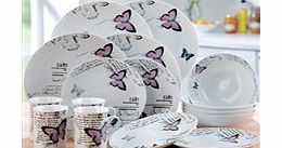 ACE 16-Piece Lilac Butterfly Dinner Set