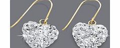 9ct Crystal Heart Drop Earrings