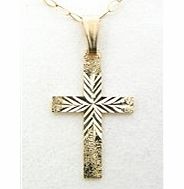 ACE 9CT Gold Childs Diamond Cut Cross Pendant