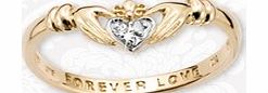 ACE 9ct Gold Forever Love Claddagh Ring With Diamonds