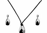 Black Cord Pendant  Earring Set
