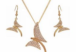 Butterfly Pendant  Earring Set