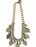 ACE Chunky Leaf And Crystal Necklace In Goldtone