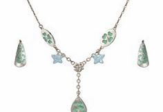 Green/Blue Pendant  Earring Set