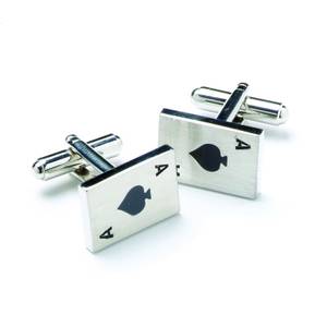 Ace of Spades Rhodium Plated Cufflinks