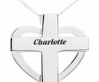 Personalised - Silver Heart Cross On 18quote;