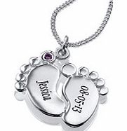 Personalised Footprints Pendant - Pink CZ